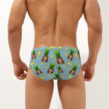Custom Face Hawaiian Style Men's Swimming Trunks Personalised Pineapple Triangle Swim Briefs - MyFaceBoxerUK