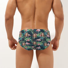Custom Face Hawaiian Style Men's Swimming Trunks Personalised Flamingo Triangle Swim Briefs - MyFaceBoxerUK