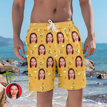 Men's Custom Face Beach Trunks Photo Shorts - Avocado - MyFaceBoxerUK