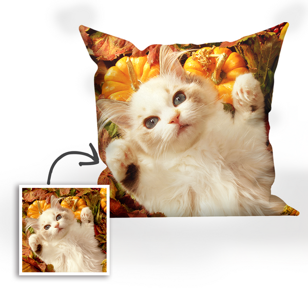 Custom Cat Photo Throw Pillow