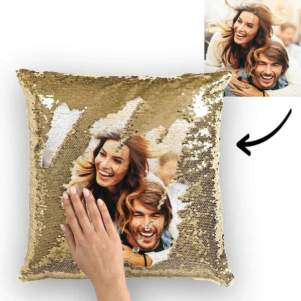 Unicorn Custom Photo Magic Sequins Pillow Multicolor Shiny 15.75''*15.75''