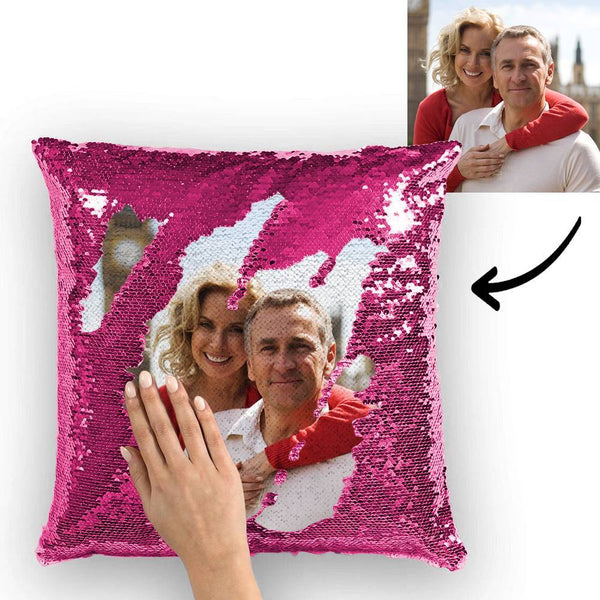 Custom Couple Photo Magic Sequins Pillow Case Only 15.75''*15.75''
