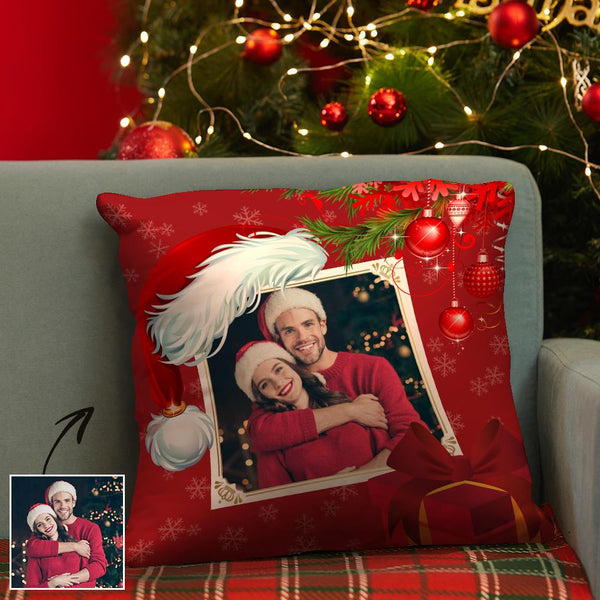 Christmas Gifts Custom Photo Pillow for Christmas Red Pillow 15.75"*15.75"- Sequin