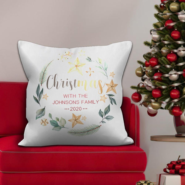 Christmas Gifts Custom White Pillow with Text for Christmas Home Decor