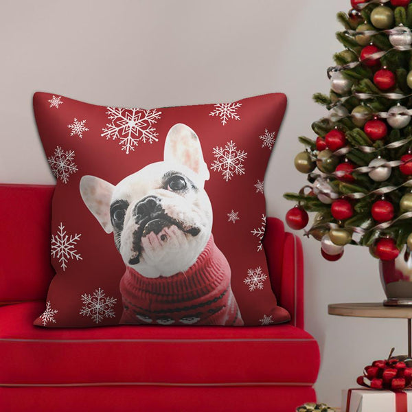 Christmas Gifts Custom Red Photo Pillow for Pet Lover