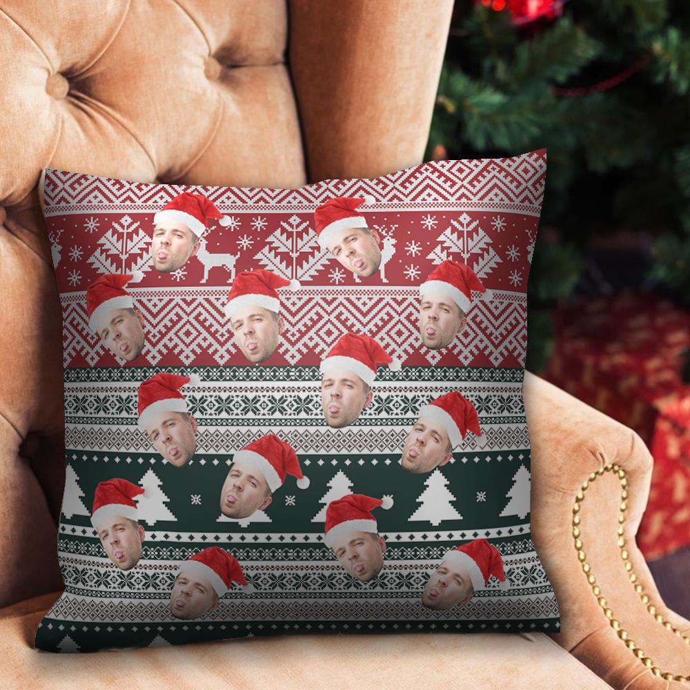 Christmas Gifts Custom Face Pillow with Christmas Hat