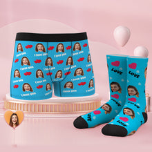 Custom Face Boxer Shorts And Socks Set Love - MyFaceBoxerUK