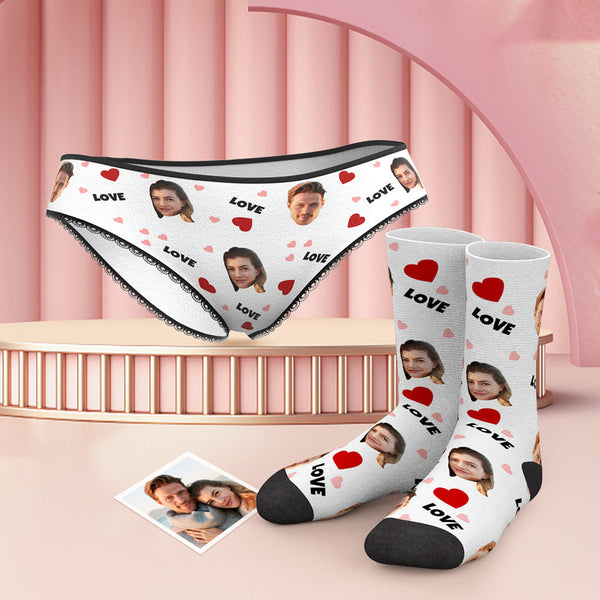 Custom Face Panties And Socks Set - Love - MyFaceBoxerUK
