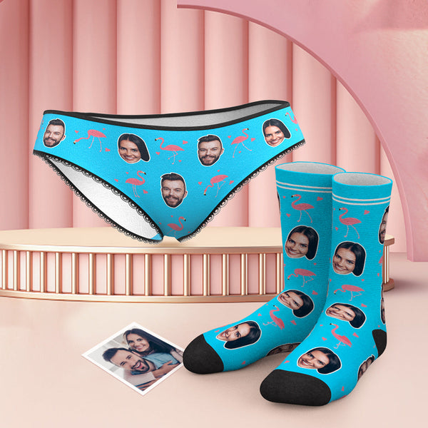Custom Face Panties And Socks Set - Flamingo - MyFaceBoxerUK