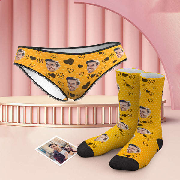 Custom Face Panties And Socks Set - I Love You - MyFaceBoxerUK