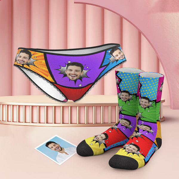 Custom Face Funny Comics Panties And Socks Set - MyFaceBoxerUK