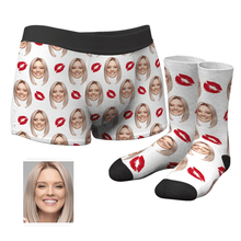 Kiss Couple Men's Custom Face Boxer Shorts And Crew Socks Set - MyFaceBoxerUK