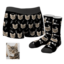 Men's Custom Cat Boxer Shorts And Crew Socks Set - MyFaceBoxerUK