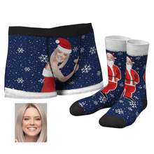 Men's Christmas Face on Body Boxers And Crew Socks Set - MyFaceBoxerUK