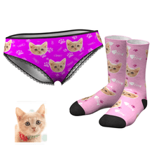 Custom Face Womens Panties-Cat Claw And Crew Socks Set - MyFaceBoxerUK