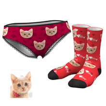 Custom Face Womens Panties-Cat Claw And Crew Socks Set - MyFaceBoxerUK