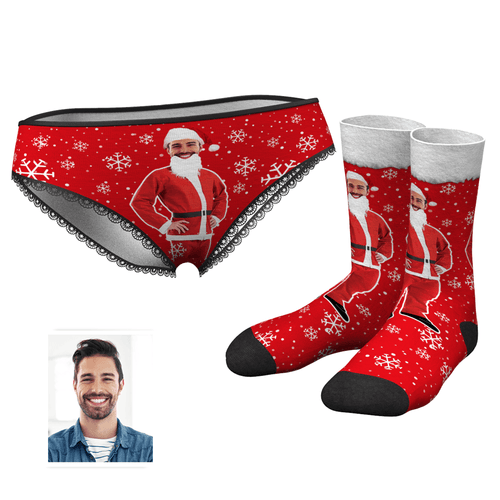 Women's Christmas Face on Body Panties And Crew Socks Set - MyFaceBoxerUK
