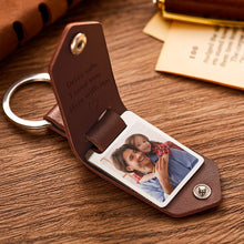 Custom Leather Photo Text Keychain Father's Day Gift - MyFaceBoxerUK