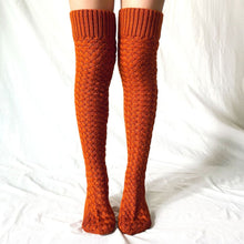 Women Winter Leg Warmers Solid Color Long Tube Over The Knee Pile Socks Knitted High Socks - MyFaceBoxerUK