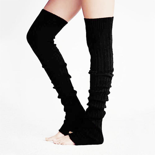 Women Winter Leg Warmers Over The Knee Step On Foot Knitting Pile Socks - MyFaceBoxerUK