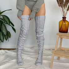 Winter Solid Color Hollow Mesh Long Tube Over The Knee Pile Socks Womens Knitted Socks - MyFaceBoxerUK