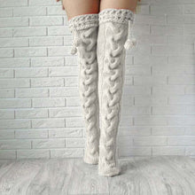 Knitted Garter Hair Ball Over The Knee Long Stockings Pile Pile Wool Socks Women - MyFaceBoxerUK