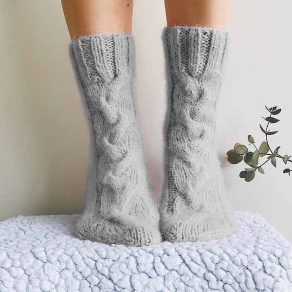 Women Winter Warm Mohair Socks Knitted Calf Socks Home Wool Socks - MyFaceBoxerUK