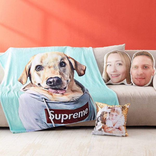 Custom Pet Blanket Personalised Blanket with Your Pet Photo