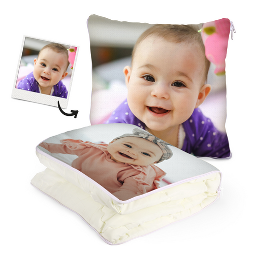 Custom Baby Photo Quillow - Multifunctional Throw Pillow and Quilt 2 in 1 - 47.25